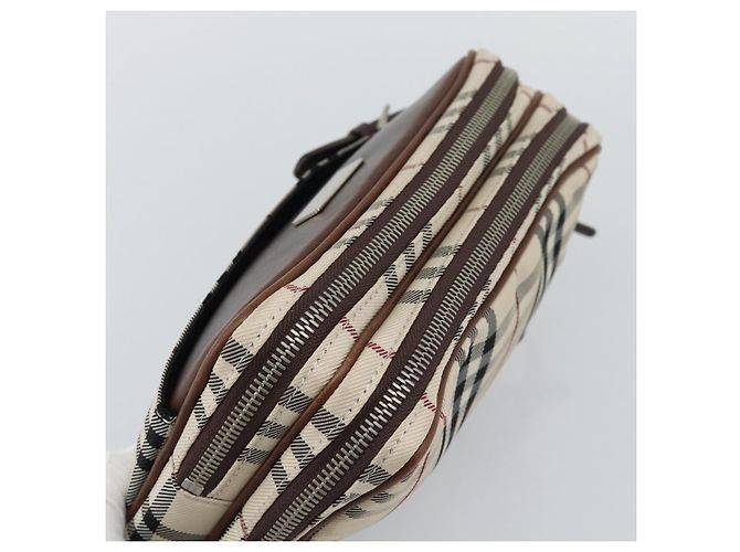 Clutch BURBERRY Nova Check in tela beige e argento Auth mr2740 - vista 5