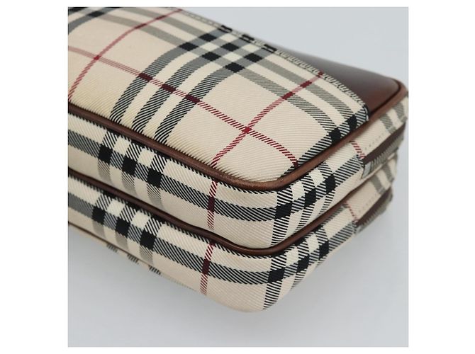 Clutch BURBERRY Nova Check in tela beige e argento Auth mr2740 - vista 7