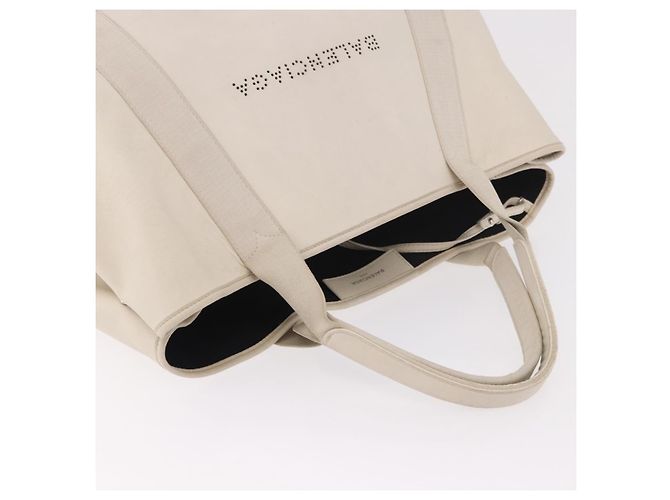 BALENCIAGA Borsa Cabas M Navy in Pelle Bianco Argento 339936 Auth hk3892 - vista 7