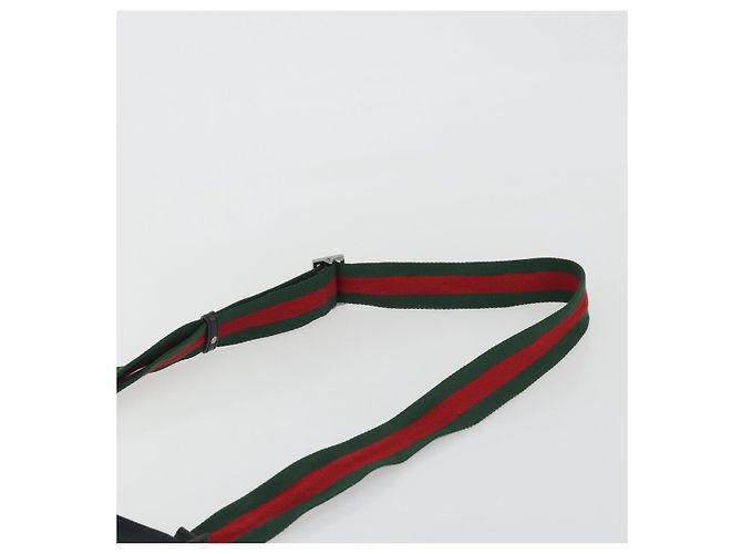 Borsa a tracolla GUCCI GG Canvas Web Sherry Line Nera Argento 256100 Auth 190463A Nero - vista 14
