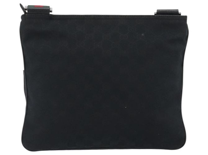 Borsa a tracolla GUCCI GG Canvas Web Sherry Line Nera Argento 256100 Auth 190463A Nero - vista 2