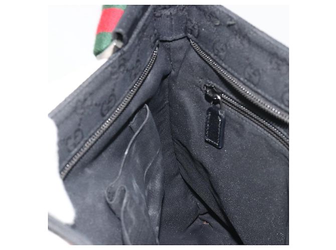 Borsa a tracolla GUCCI GG Canvas Web Sherry Line Nera Argento 256100 Auth 190463A Nero - vista 21