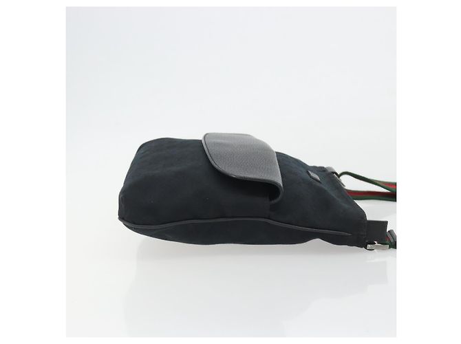 Borsa a tracolla GUCCI GG Canvas Web Sherry Line Nera Argento 256100 Auth 190463A Nero - vista 3