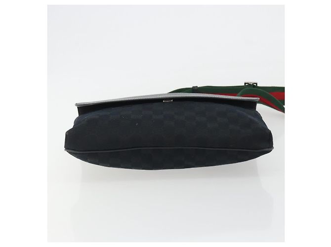 Borsa a tracolla GUCCI GG Canvas Web Sherry Line Nera Argento 256100 Auth 190463A Nero - vista 5
