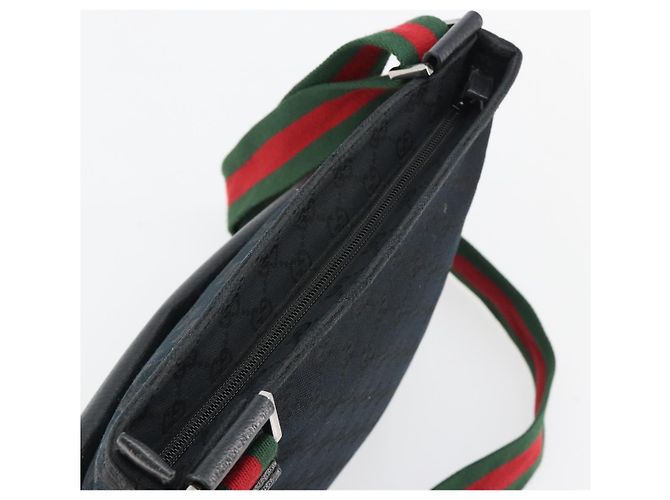 Borsa a tracolla GUCCI GG Canvas Web Sherry Line Nera Argento 256100 Auth 190463A Nero - vista 6