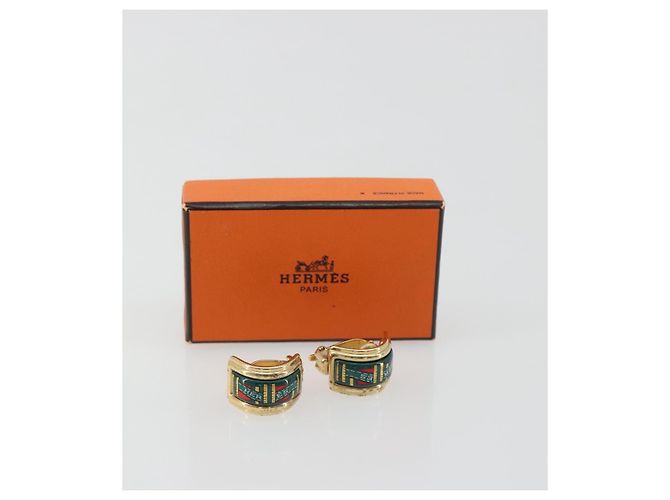 Hermès Orecchini HERMES Emile metallici Green Auth BA13857V Verde - vista 12