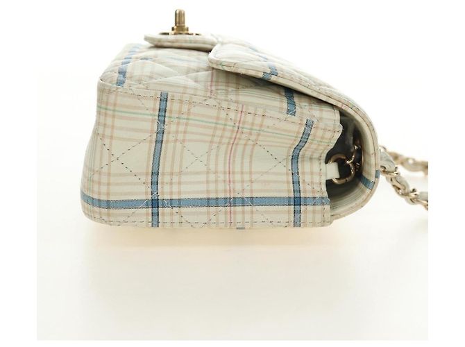 CHANEL Matelasse 20 Chain Shoulder Bag Leather White Gold CC Auth 190689SAM Bianco D'oro - vista 4
