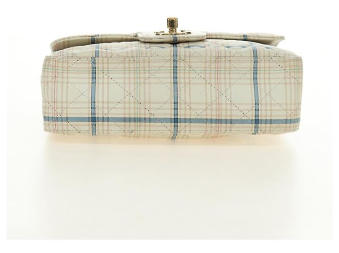 CHANEL Matelasse 20 Chain Shoulder Bag Leather White Gold CC Auth 190689SAM Bianco D'oro - vista 5