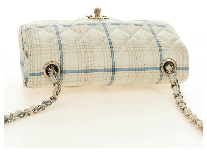 CHANEL Matelasse 20 Chain Shoulder Bag Leather White Gold CC Auth 190689SAM Bianco D'oro - vista 6