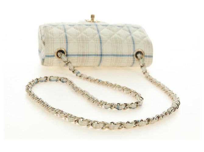 CHANEL Matelasse 20 Chain Shoulder Bag Leather White Gold CC Auth 190689SAM Bianco D'oro - vista 7