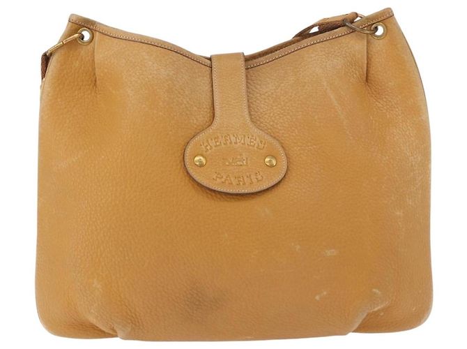 Hermès Borsa a tracolla HERMES Rodeo in pelle Taurillon Beige Gold Auth 190526 D'oro - vista 13
