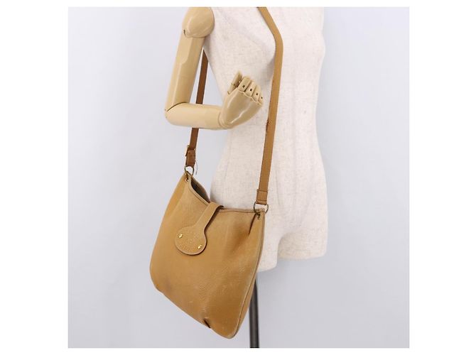Hermès Borsa a tracolla HERMES Rodeo in pelle Taurillon Beige Gold Auth 190526 D'oro - vista 24