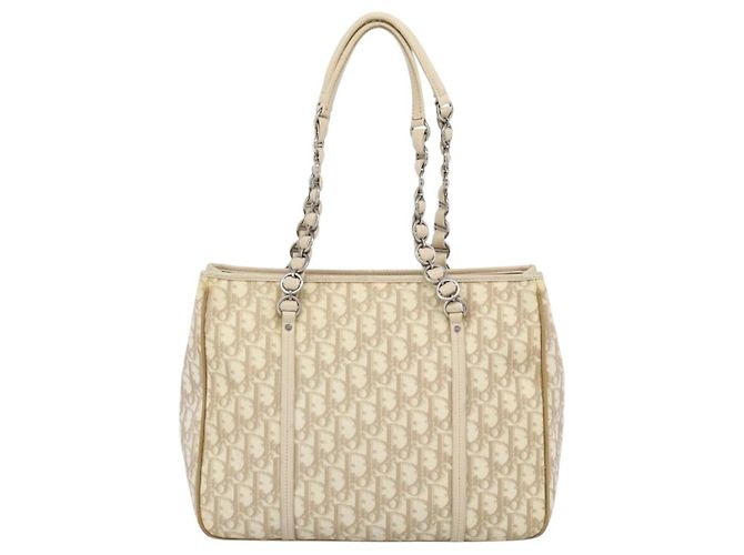 Borsa a tracolla Christian Dior Trotter Canvas Romantic Chain PVC Avorio Auth 190613 Argento Crudo - vista 2