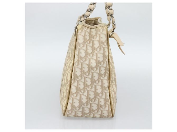Borsa a tracolla Christian Dior Trotter Canvas Romantic Chain PVC Avorio Auth 190613 Argento Crudo - vista 3