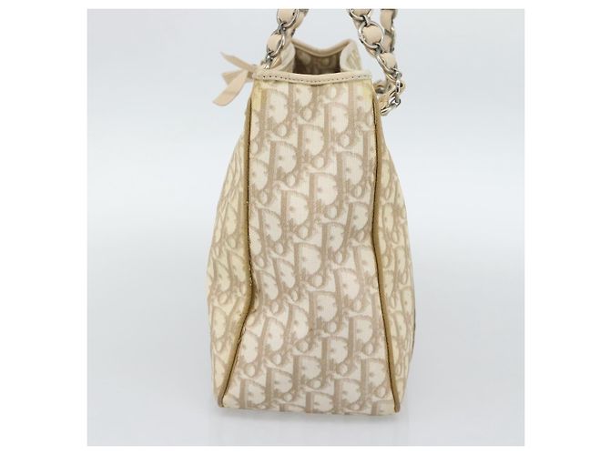 Borsa a tracolla Christian Dior Trotter Canvas Romantic Chain PVC Avorio Auth 190613 Argento Crudo - vista 4