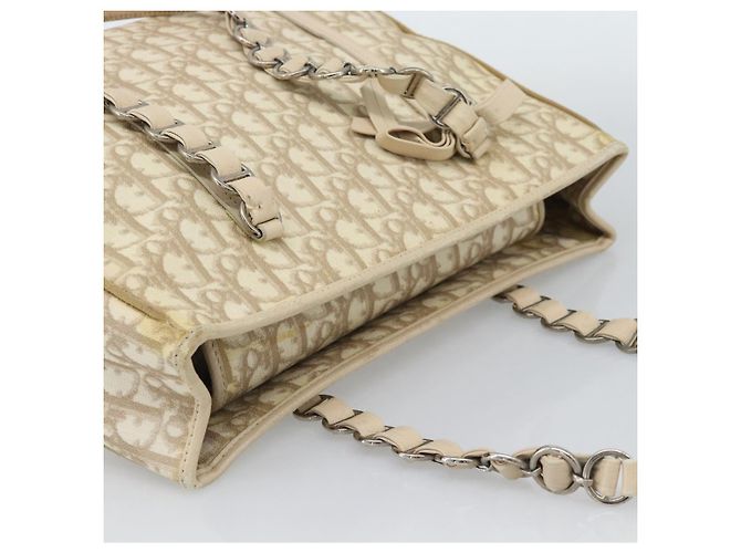 Borsa a tracolla Christian Dior Trotter Canvas Romantic Chain PVC Avorio Auth 190613 Argento Crudo - vista 6