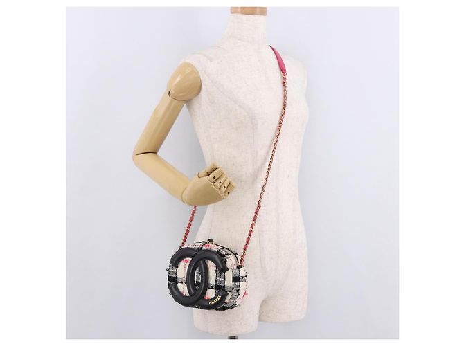 CHANEL Matelasse Chain Schultertasche Tweed Multicolor Gold CC Auth 191646SM - Ansicht 23