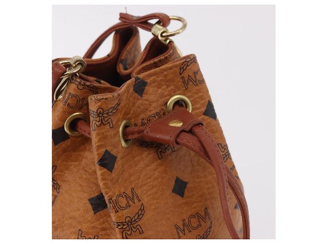 Borsa a Spalla MCM Vicetos Logogram PVC Pelle Marrone Oro Auth hk3898 D'oro - vista 10
