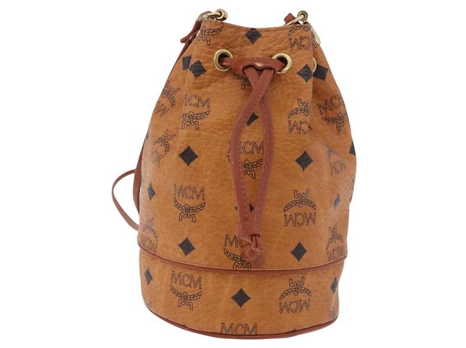 Borsa a Spalla MCM Vicetos Logogram PVC Pelle Marrone Oro Auth hk3898 D'oro - vista 13