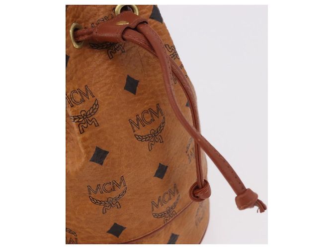 Borsa a Spalla MCM Vicetos Logogram PVC Pelle Marrone Oro Auth hk3898 D'oro - vista 17