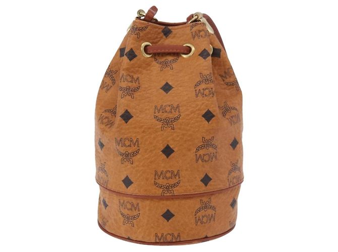 Borsa a Spalla MCM Vicetos Logogram PVC Pelle Marrone Oro Auth hk3898 D'oro - vista 2