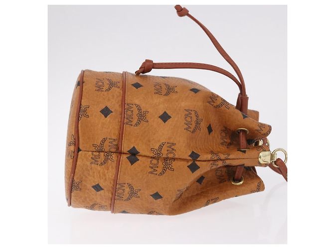 Borsa a Spalla MCM Vicetos Logogram PVC Pelle Marrone Oro Auth hk3898 D'oro - vista 3
