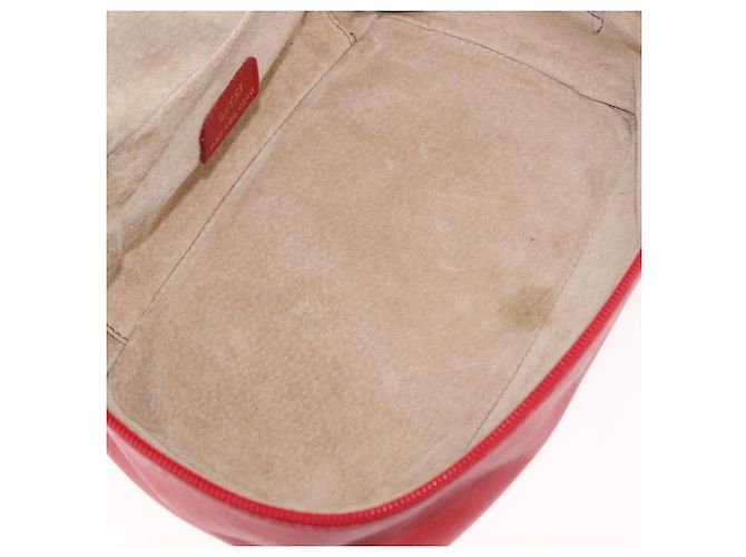 Pochette cosmetica GUCCI Horsebit in pelle rossa e oro Auth 191565 - vista 10