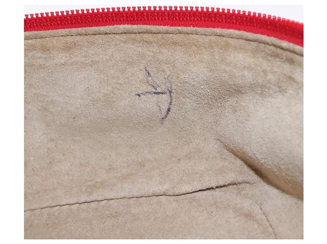 Pochette cosmetica GUCCI Horsebit in pelle rossa e oro Auth 191565 - vista 11