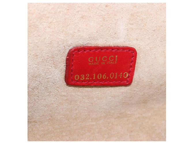 Pochette cosmetica GUCCI Horsebit in pelle rossa e oro Auth 191565 - vista 12