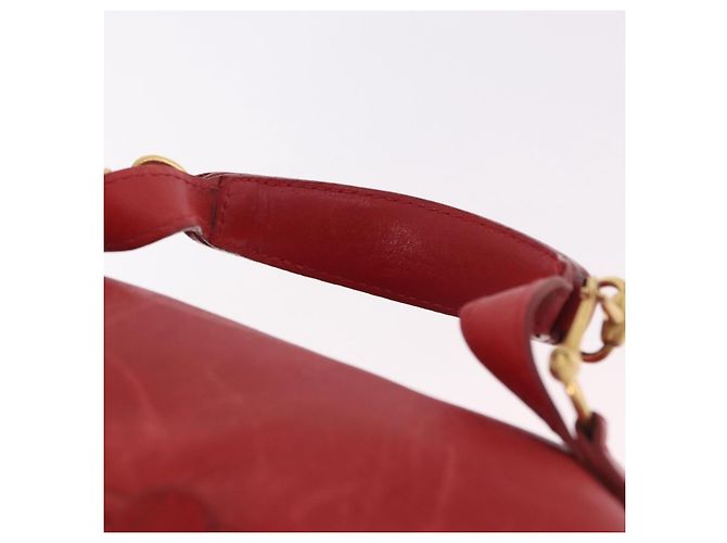 Pochette cosmetica GUCCI Horsebit in pelle rossa e oro Auth 191565 - vista 14