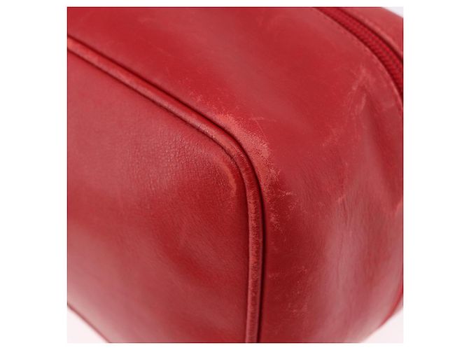 Pochette cosmetica GUCCI Horsebit in pelle rossa e oro Auth 191565 - vista 15