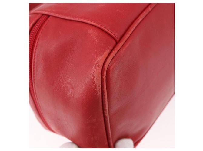 Pochette cosmetica GUCCI Horsebit in pelle rossa e oro Auth 191565 - vista 16