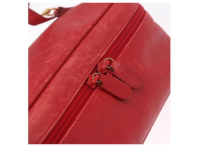 Pochette cosmetica GUCCI Horsebit in pelle rossa e oro Auth 191565 - vista 18