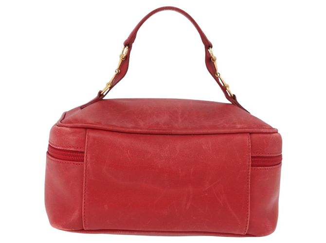 Pochette cosmetica GUCCI Horsebit in pelle rossa e oro Auth 191565 - vista 2