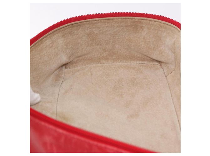 Pochette cosmetica GUCCI Horsebit in pelle rossa e oro Auth 191565 - vista 20
