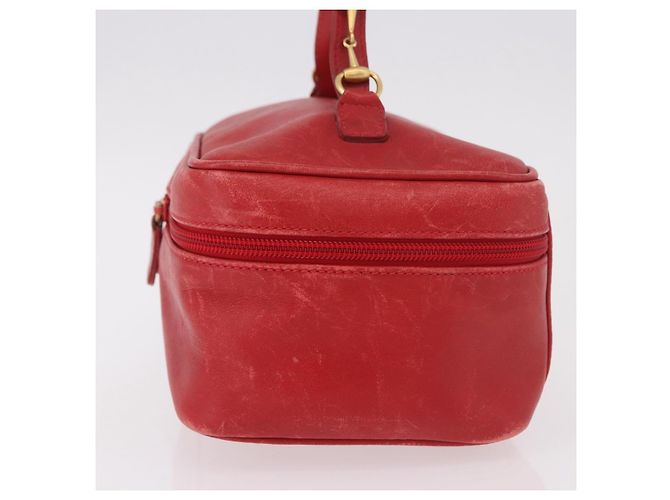 Pochette cosmetica GUCCI Horsebit in pelle rossa e oro Auth 191565 - vista 3