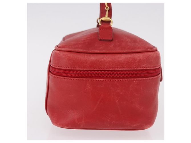 Pochette cosmetica GUCCI Horsebit in pelle rossa e oro Auth 191565 - vista 4