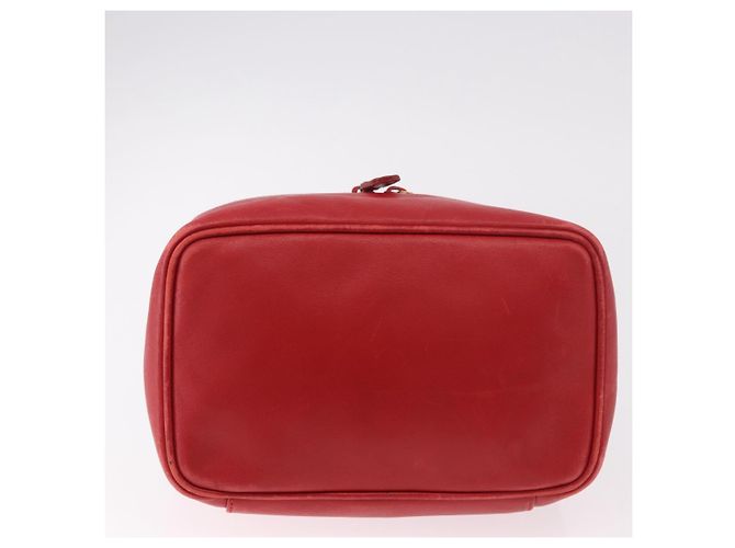 Pochette cosmetica GUCCI Horsebit in pelle rossa e oro Auth 191565 - vista 5
