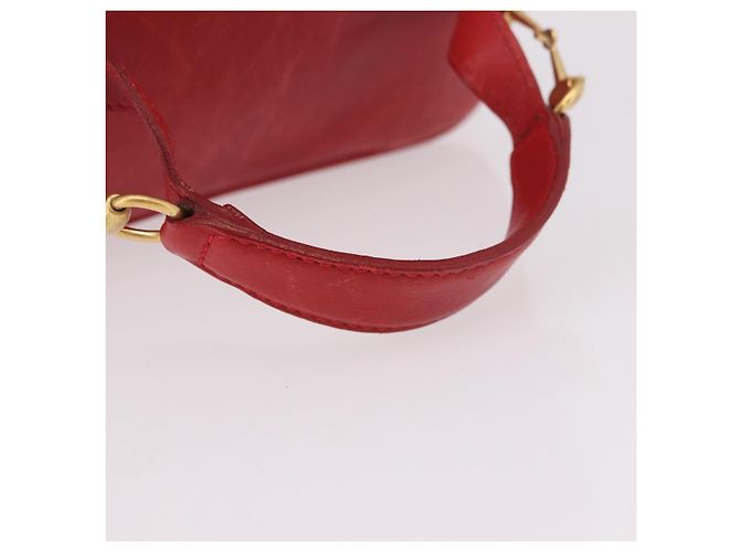 Pochette cosmetica GUCCI Horsebit in pelle rossa e oro Auth 191565 - vista 7