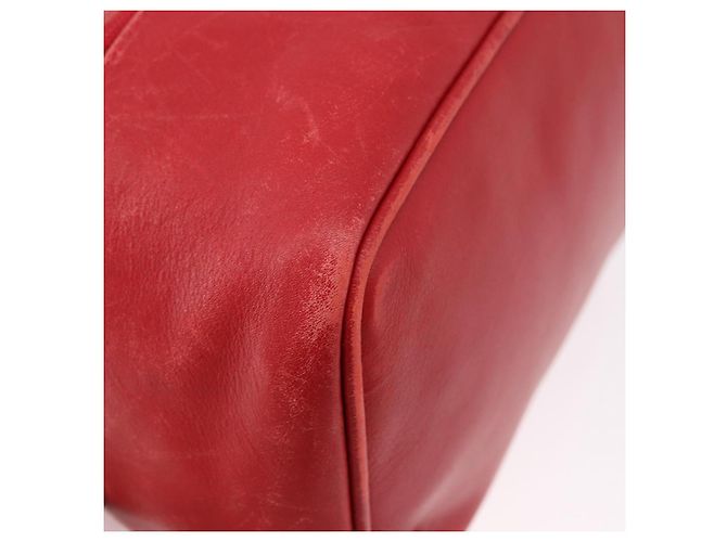 Pochette cosmetica GUCCI Horsebit in pelle rossa e oro Auth 191565 - vista 8