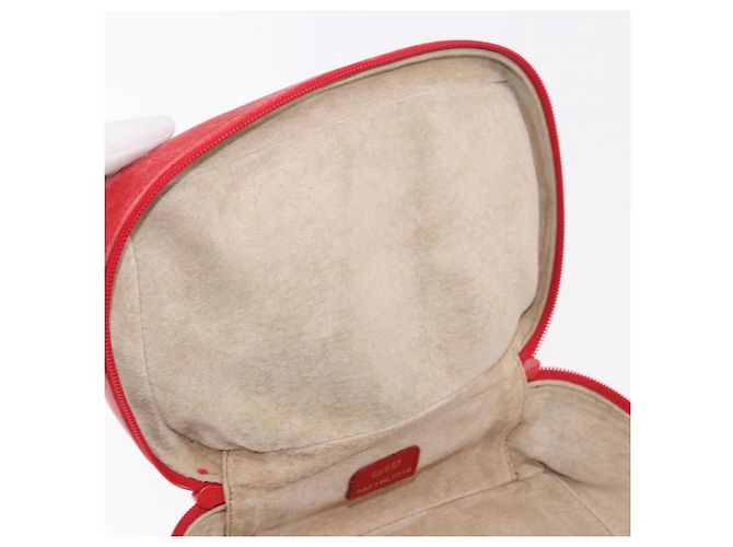 Pochette cosmetica GUCCI Horsebit in pelle rossa e oro Auth 191565 - vista 9