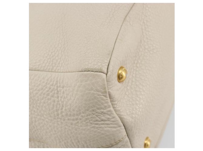 Borsa PRADA Vittero Dino Leather 2way White Gold Auth 190508A Bianco D'oro - vista 14