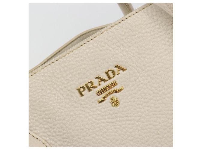 Borsa PRADA Vittero Dino Leather 2way White Gold Auth 190508A Bianco D'oro - vista 17