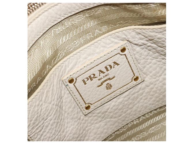 Borsa PRADA Vittero Dino Leather 2way White Gold Auth 190508A Bianco D'oro - vista 18