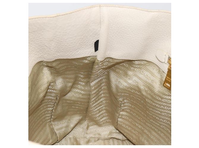 Borsa PRADA Vittero Dino Leather 2way White Gold Auth 190508A Bianco D'oro - vista 20