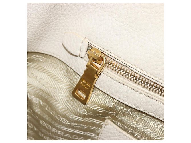 Borsa PRADA Vittero Dino Leather 2way White Gold Auth 190508A Bianco D'oro - vista 21