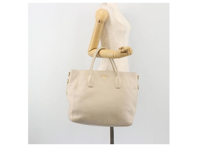 Borsa PRADA Vittero Dino Leather 2way White Gold Auth 190508A Bianco D'oro - vista 24