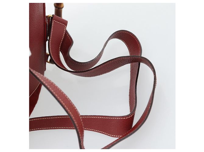 Zaino GUCCI Bamboo Scamoso Rosso Oro 003 2058 0016 Auth 191533 - vista 14