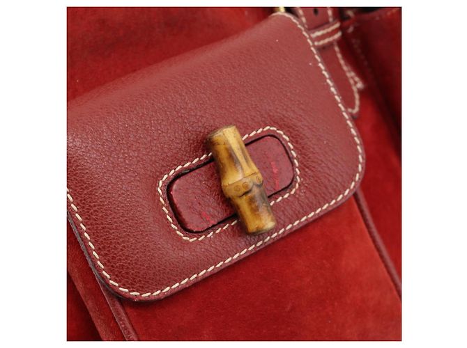 Zaino GUCCI Bamboo Scamoso Rosso Oro 003 2058 0016 Auth 191533 - vista 18