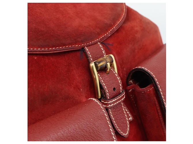 Zaino GUCCI Bamboo Scamoso Rosso Oro 003 2058 0016 Auth 191533 - vista 19